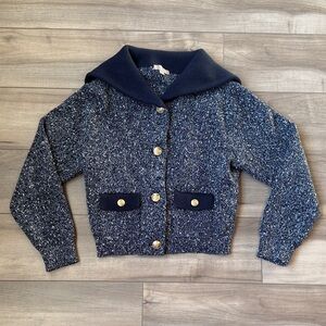 J. Crew Navy Tweed Button-Front Cardigan